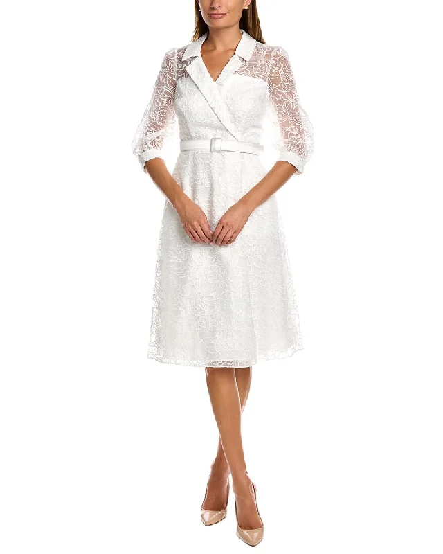 Massive Price Cuts!Kay Unger Floral Embroidered Organza Dress