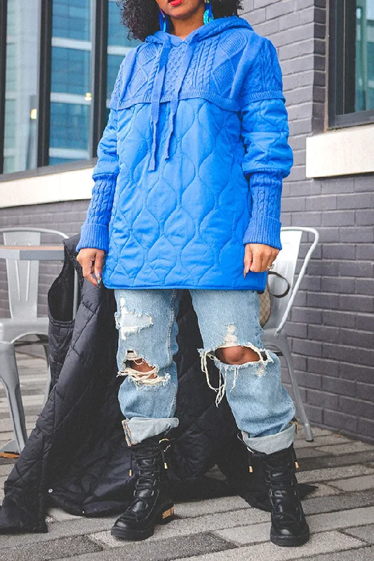 The Best Offers Are Here!Knitted Patchwork Modern Hooded Cotton-padded Coat