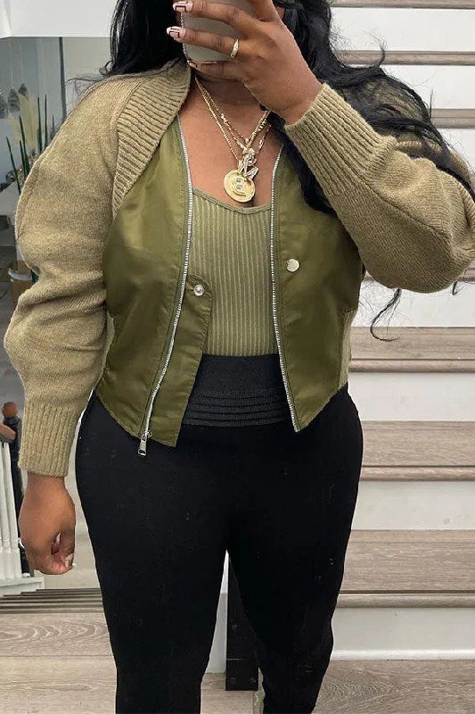 Snag the Best Prices Now!Knitted Patchwork On-trend Zipper Jacket