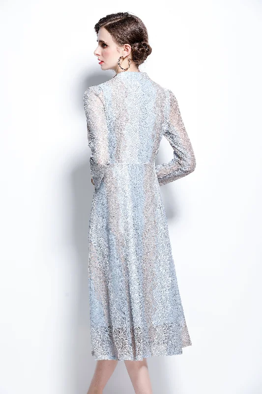 The Best Offers Are Here!Light blue & Violet Evening A-line Crewneck 3/4 Sleeves Midi Lace Dress The Best Offers Are Here!Light blue & Violet Evening A-line Crewneck 3/4 Sleeves Midi Lace Dress