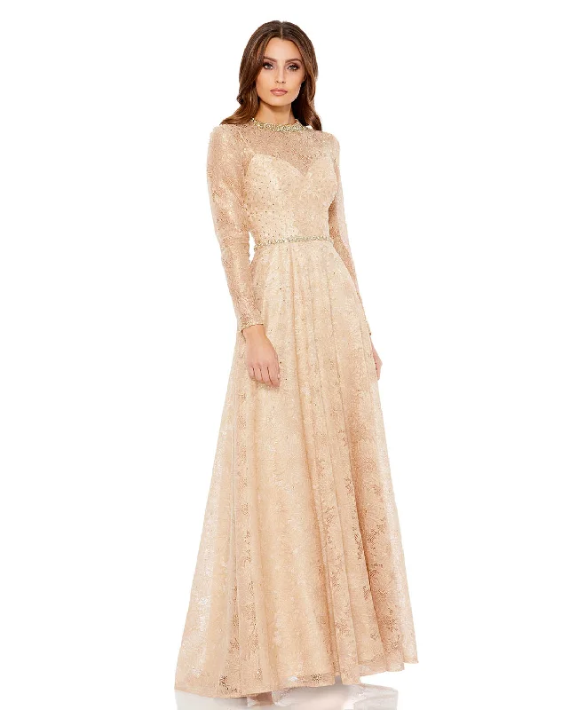 Steals and Deals Await!Long Sleeve Floral Lace Gown