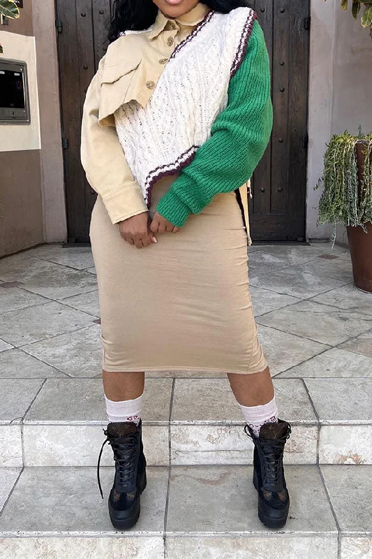 Your Dream Deal is Here!Patchwork Modern Irregular Knitted Jacket