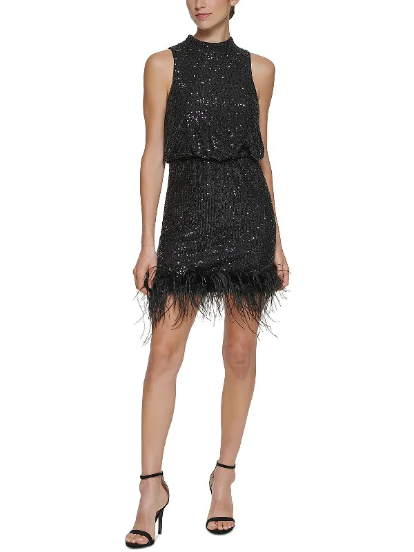 Save Like Never Before!Petites Womens Sequined Mini Cocktail and Party Dress