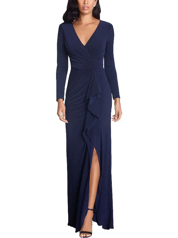 Limited Edition, Limited Price!Petites Womens Surplice Long Evening Dress