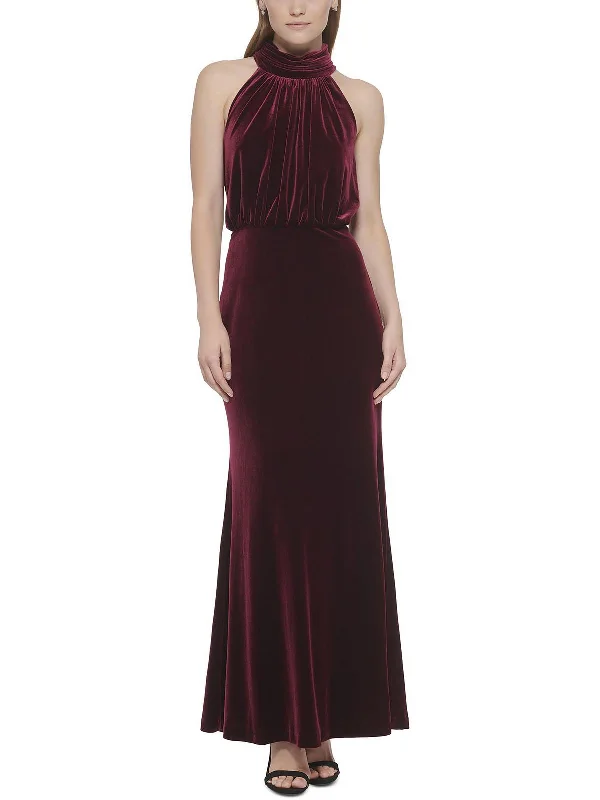 Shop More, Spend Less!Petites Womens Velvet Long Evening Dress