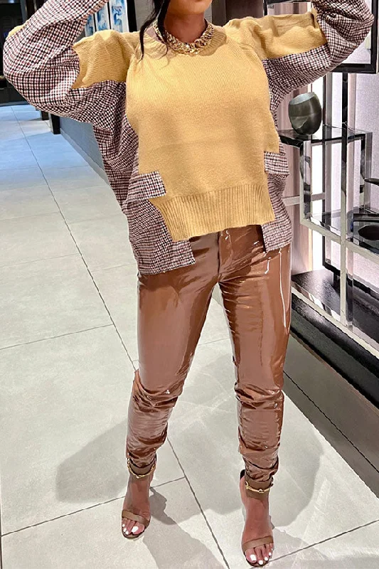 Don't Miss Out!Plaid Patchwork Chic Irregular Sweater