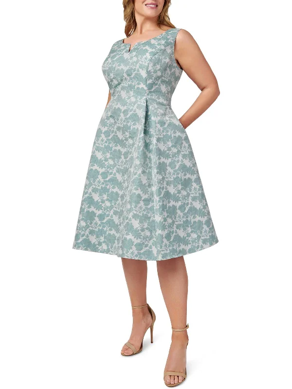 Bigger Savings, Better Shopping!Plus Womens Jacquard Knee-Length Fit & Flare Dress
