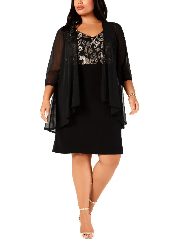 Today’s Deals, Tomorrow’s Regrets!Plus Womens Metallic Sheer Cocktail Dress