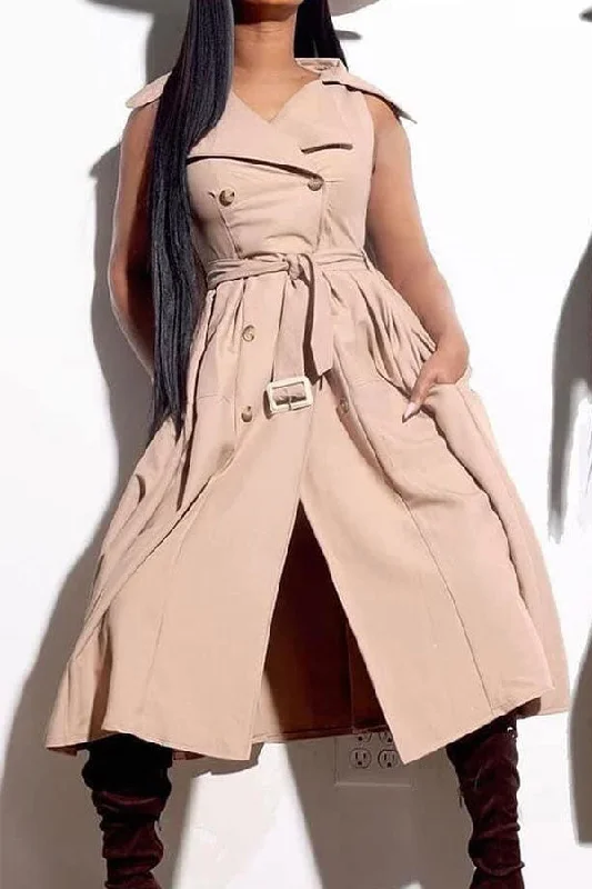 Time to Snag a Bargain!Solid Color Preppy Belted Pleated Gilet