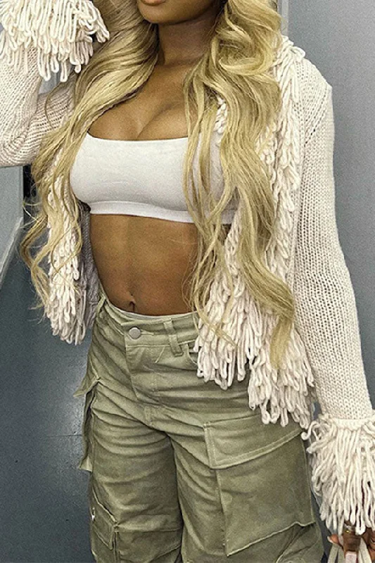 Grab Yours Before It’s Too Late!Solid Color Stylish Tassel Patchwork Cardigan