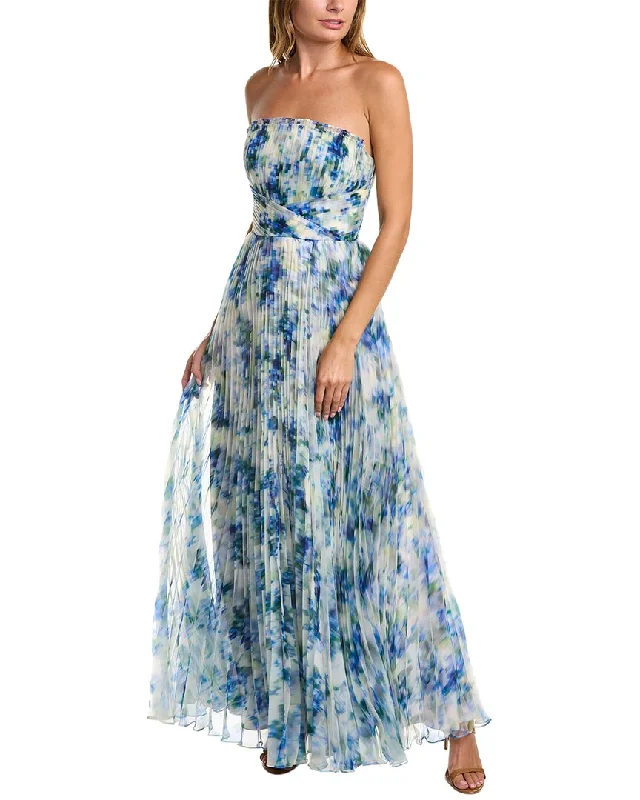 Grab Yours Before It’s Too Late!Theia Pleated Organza Ruffle Gown