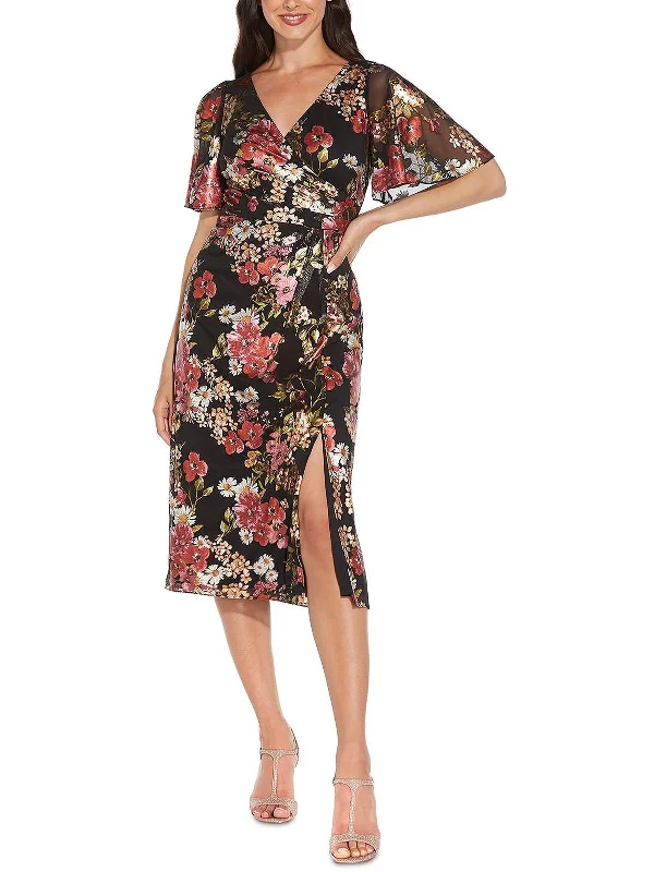 Find the Best Deals Here!Womens Floral Metallic Cocktail and Party Dress