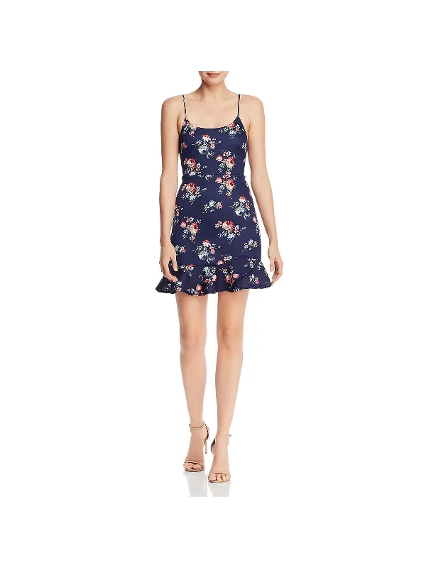 One Click Away from Big Savings!Womens Floral Print Flounce Hem Sheath Dress
