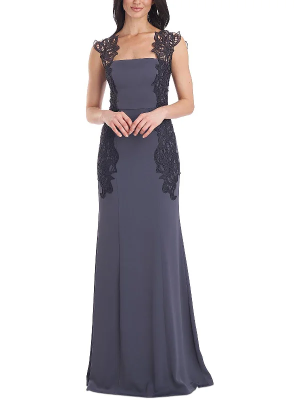 Shop Early, Save Big!Womens Lace Trim Embroidered Evening Dress