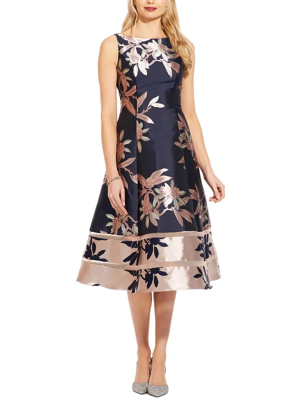 Your Chance to Save is Now!Womens Metallic Print Midi Fit & Flare Dress