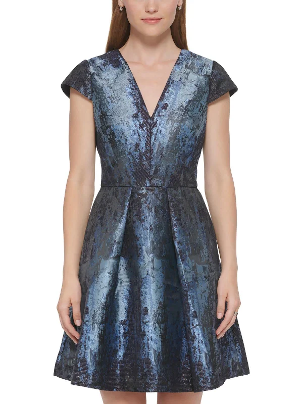 Massive Price Cuts!Womens Metallic Snake Print Fit & Flare Dress