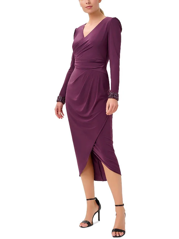 Limited Time Offer!Womens Surplice Tea Wrap Dress