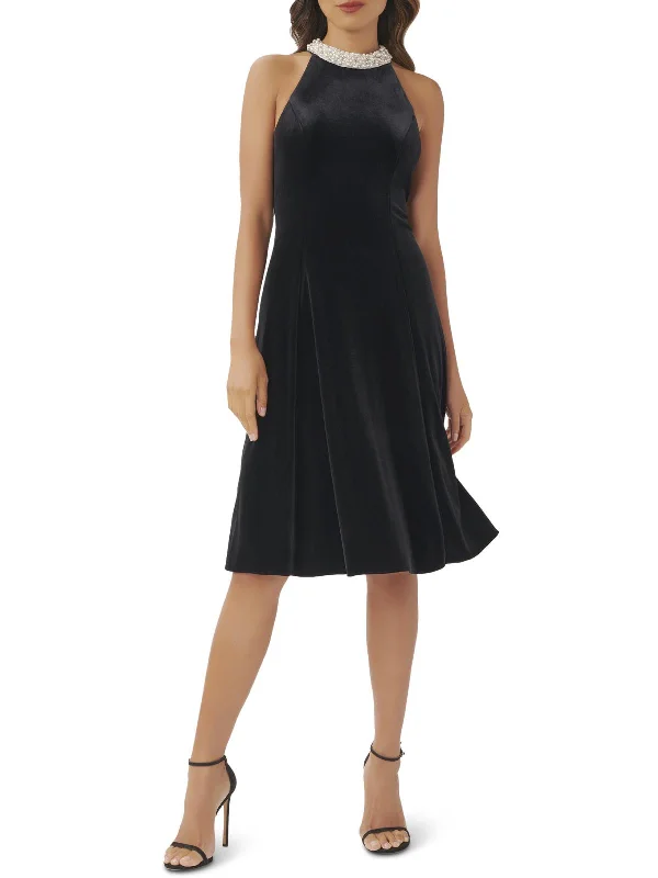 Hot Deals You Can’t Resist!Womens Velvet Mid Calf Fit & Flare Dress