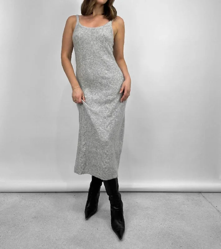 Shop Now and Save!A-Line Cable Knit Midi Dress In Grey