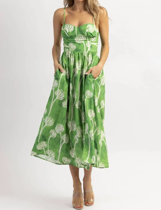 Special Offer – Act Fast!A-Line Midi Dress In Jayde Floral Green