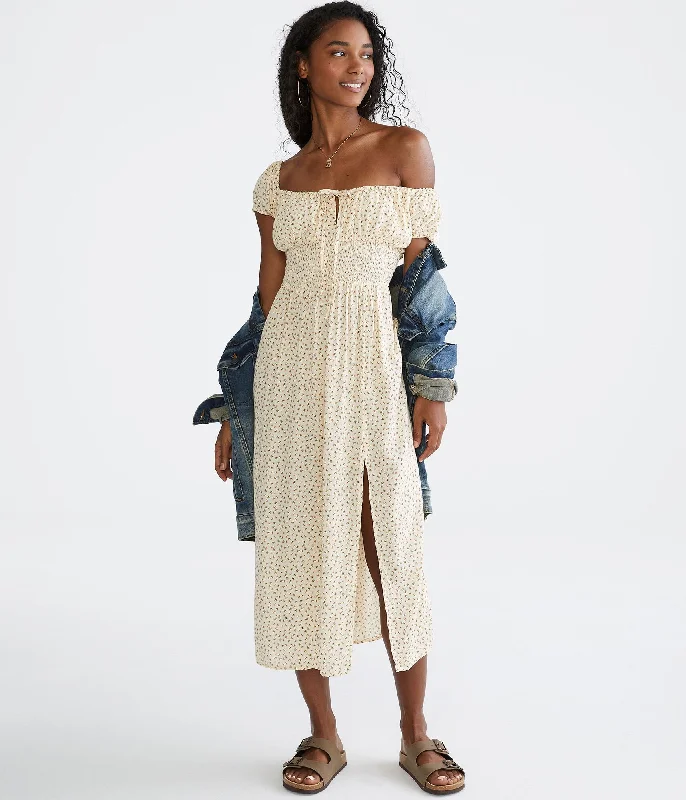 Crazy Discounts Inside!Aeropostale Floral Scoop-Neck Cinched Midi Dress
