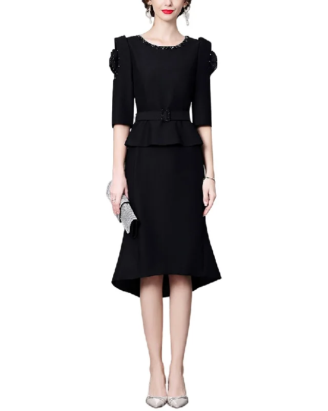 Huge Price Cuts Await!Anette Elbow-Sleeve Midi Dress