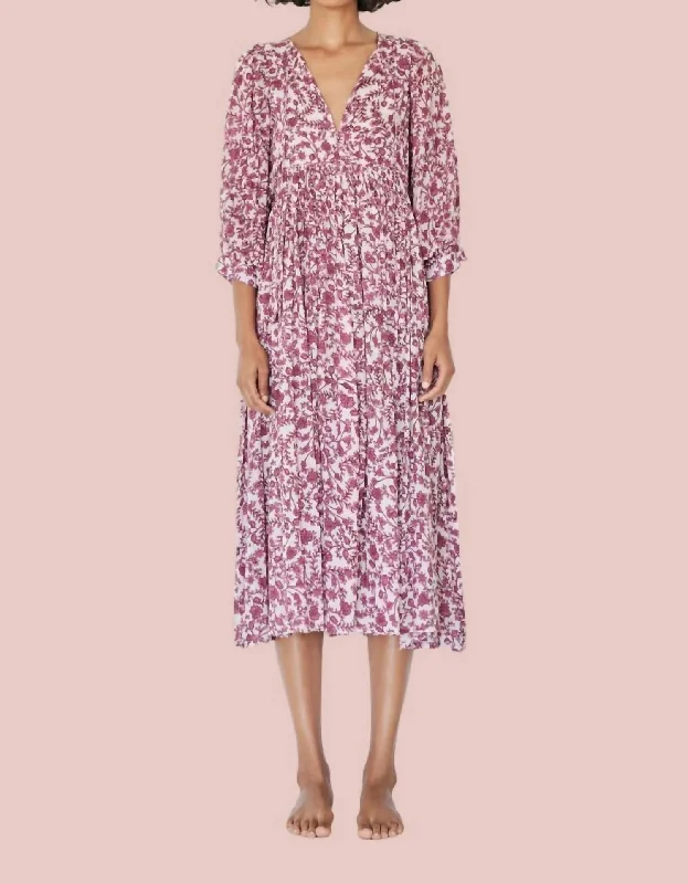 Save More with Every Purchase!Blouson Sleeve Midi Dress In Meirion Floral