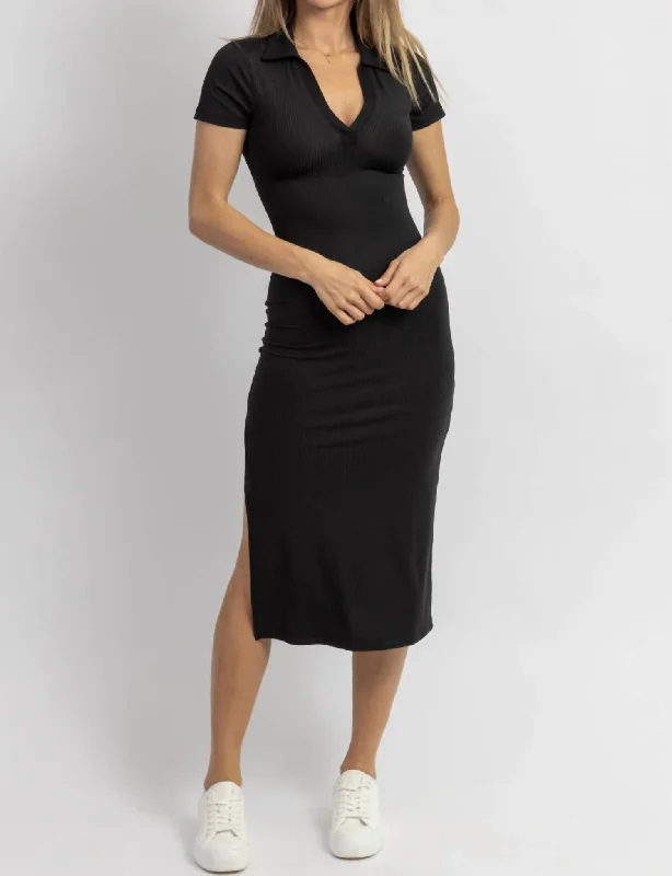 Snag the Best Prices Now!Collar Midi Dress In Midnight Monochrome
