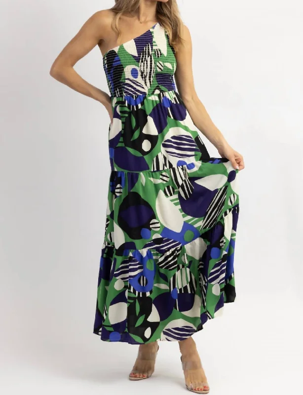 Lowest Prices Guaranteed!Costa Geometric One Shoulder Midi Dress In Multi