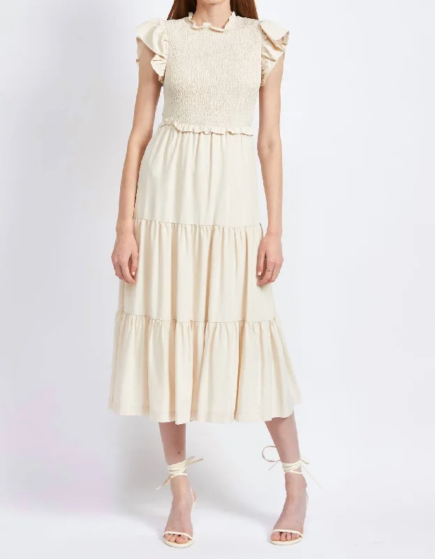 Act Fast – Limited Time Savings!Denisse Smocked Midi Dress In Cream