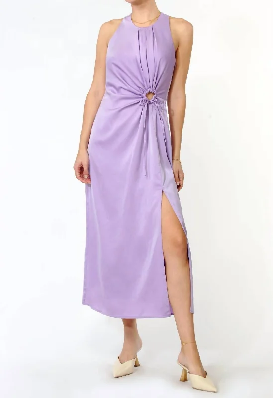 Buy More, Pay Less!Fiona Satin “O” Ring Midi Dress In Violet