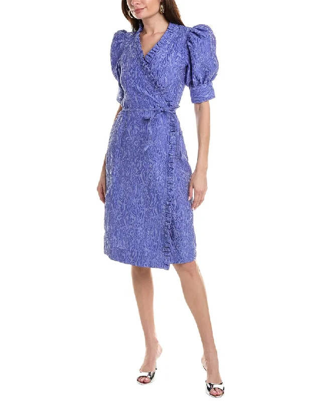 Mega Sale Happening Now!GANNI 3D Jacquard Wrap Ruffle Midi Dress