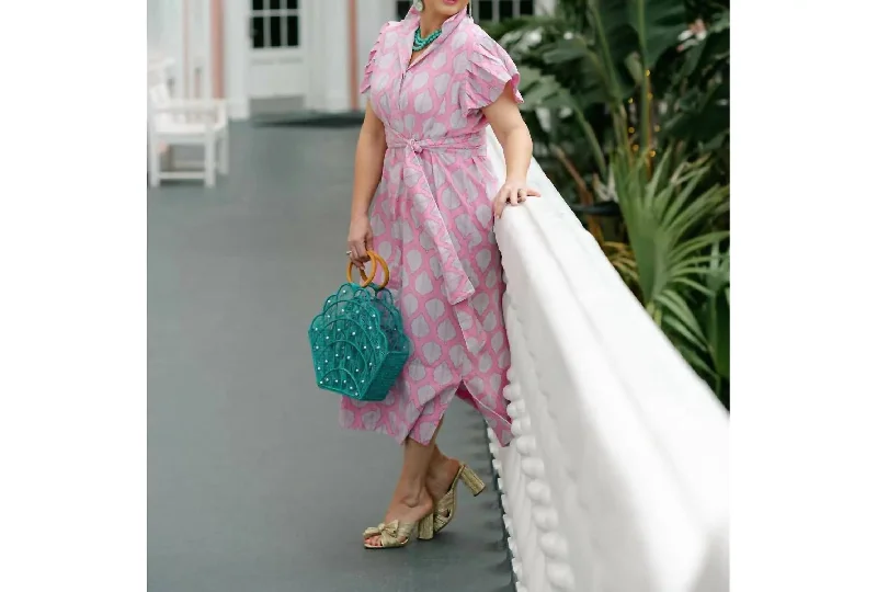 Upgrade for Less!Gigi Midi Dress In Bubblegum Pink Banana Leaf