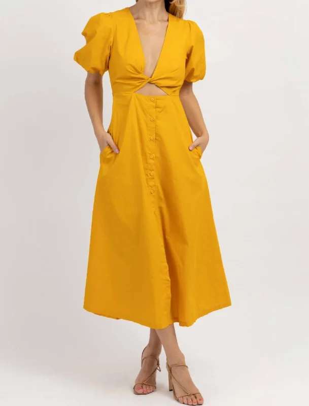 Today Only – Don’t Miss It!Golden Hour Twisted Midi Dress