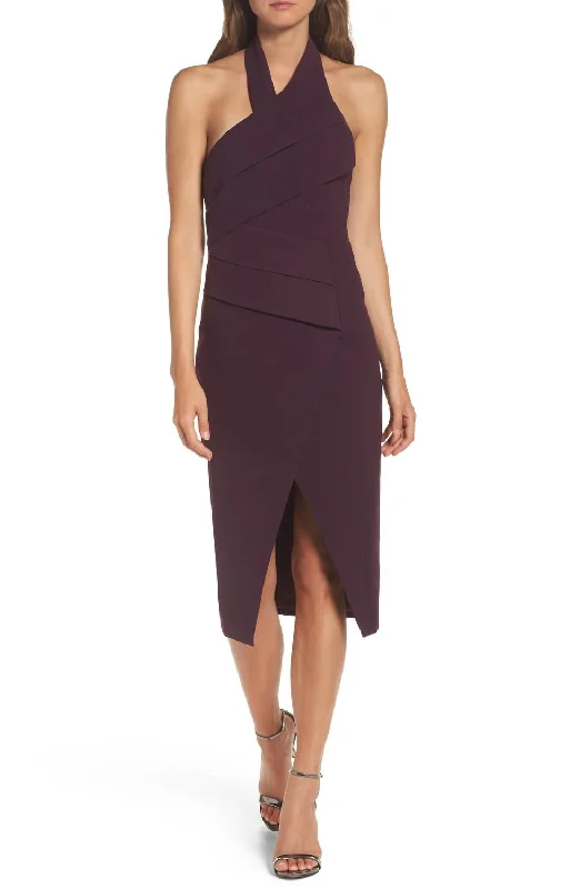 Hot Deals You Can’t Resist!Halter Neck Midi Dress In Stop Burgundy