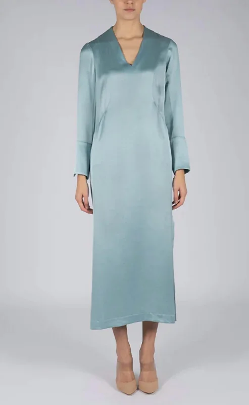 Today Only – Don’t Miss It!Hammered Satin Midi Dress In Sea Glass