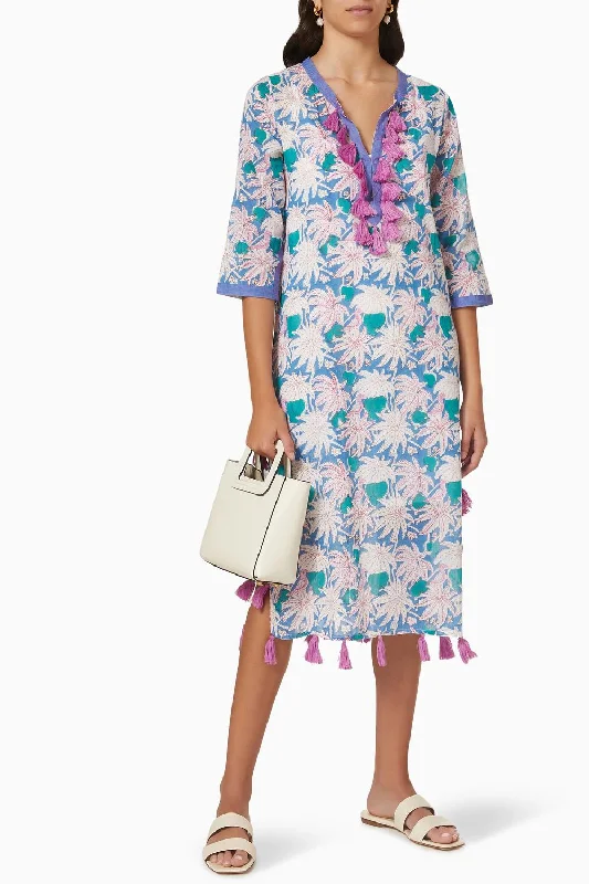 Biggest Sale of the Season!Kaftan Midi Dress In Cayman Blue