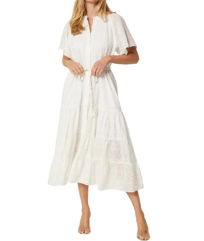 Shop More, Spend Less!Mallory Midi Dress In White Eyelet