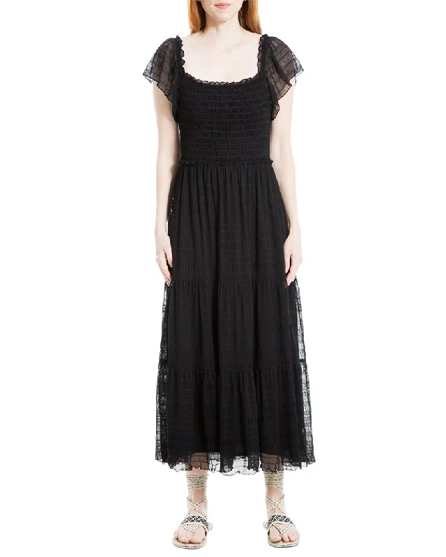 Don't Miss Out!Max Studio Mesh Flutter Sleeve Smocked Midi Dress