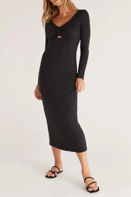 Your Exclusive Offer Awaits!Orla Rib Midi Dress In Black