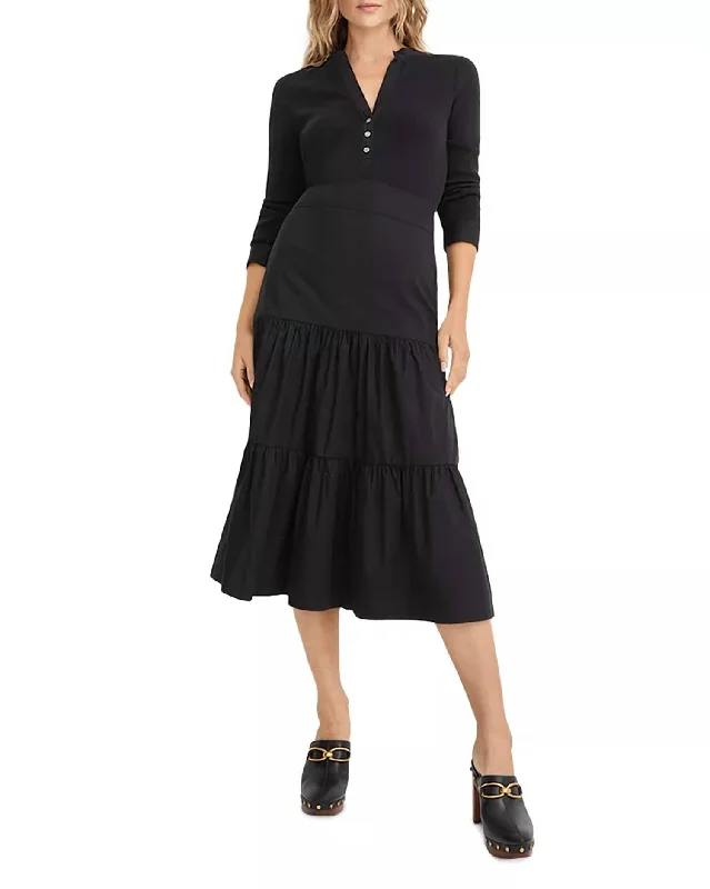 Stock Up and Save!Peralta Tiered Midi Dress In Black