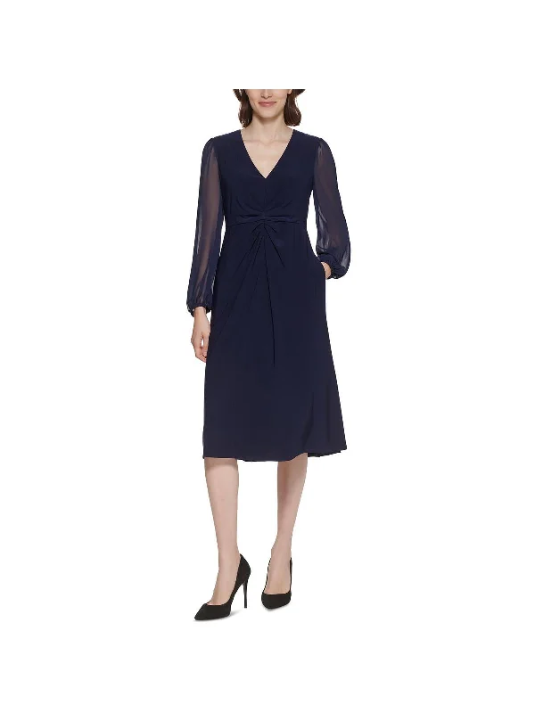 Special Offer – Act Fast!Petites Womens Chiffon Puff Sleeve Midi Dress