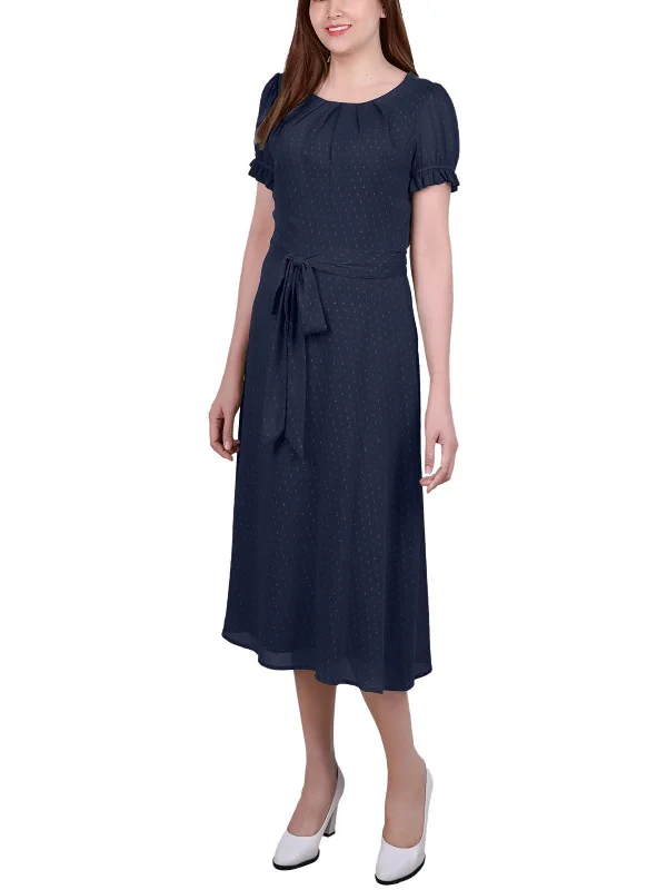 Limited Stock Available!Petites Womens Layered Casual Midi Dress