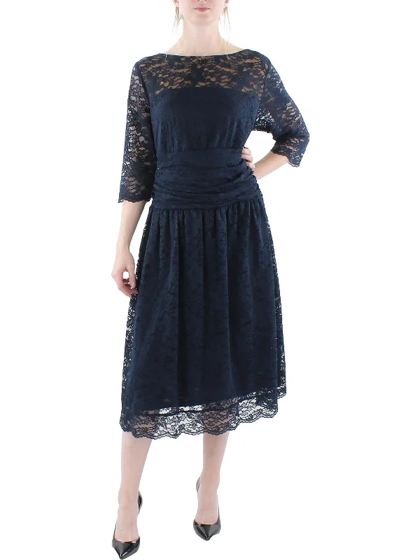 Unlock Huge Savings Now!Plus Womens Lace Illusion Midi Dress