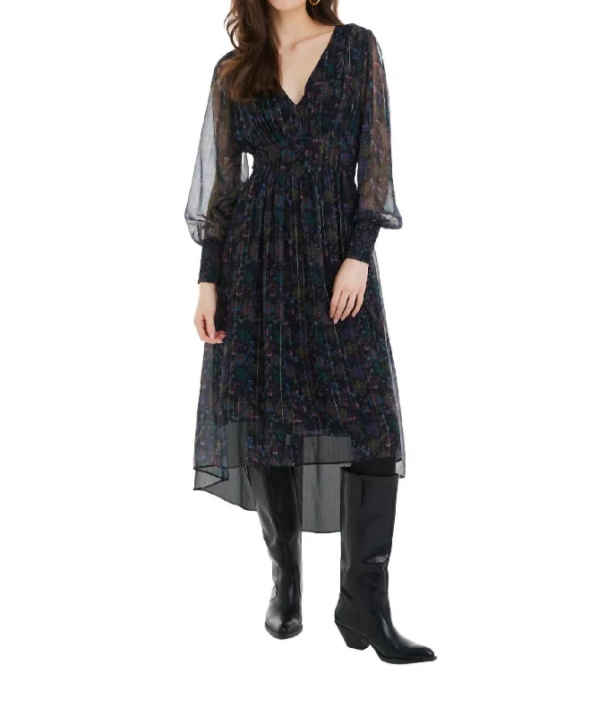 Get More, Spend Less – Shop Now!Reeve Midi Dress In Paisley Blooms Metallic