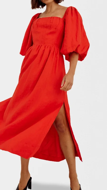 Crazy Discounts Inside!Relish Midi Dress In Solar Red