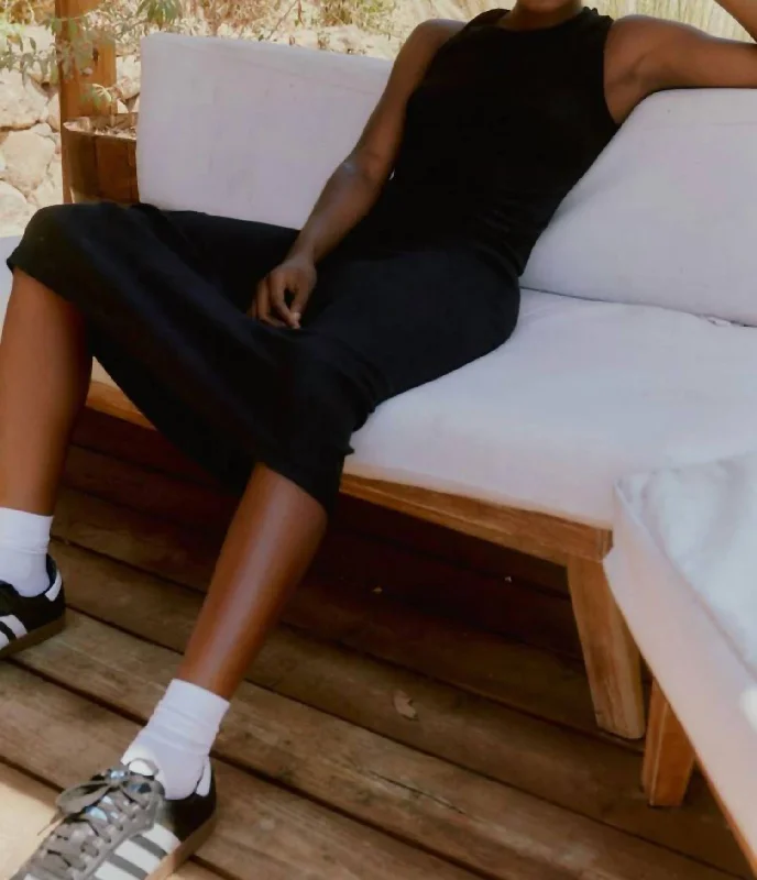 Your Shopping Wish, Our Discount Command!Ribbed Aysemmetric Back Midi Dress In Black