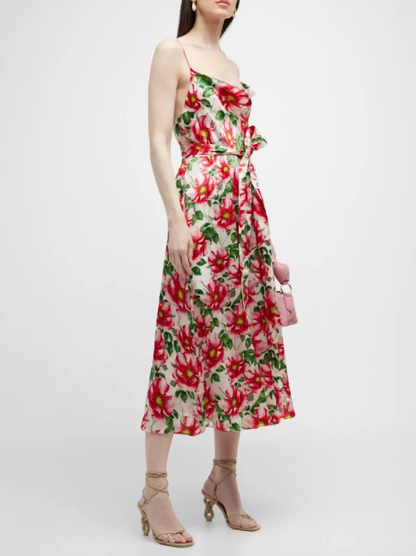 Limited Deals, Unlimited Savings!Samantha Cowl Neck Midi Dress In High Tea Floral