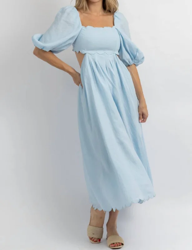 Time to Save Big!Scalloped Midi Dress In Sea Breeze