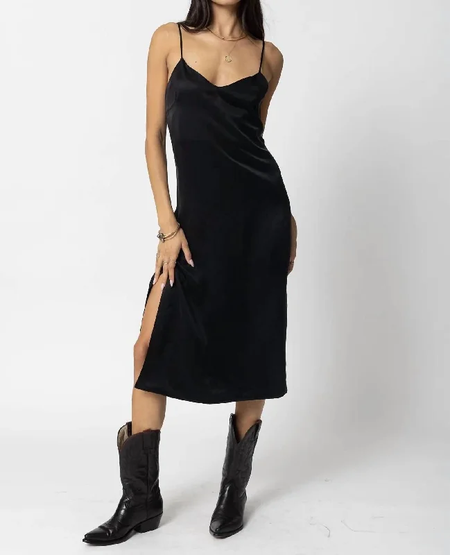 Your Dream Deal is Here!Silky Slip Midi Dress In Black